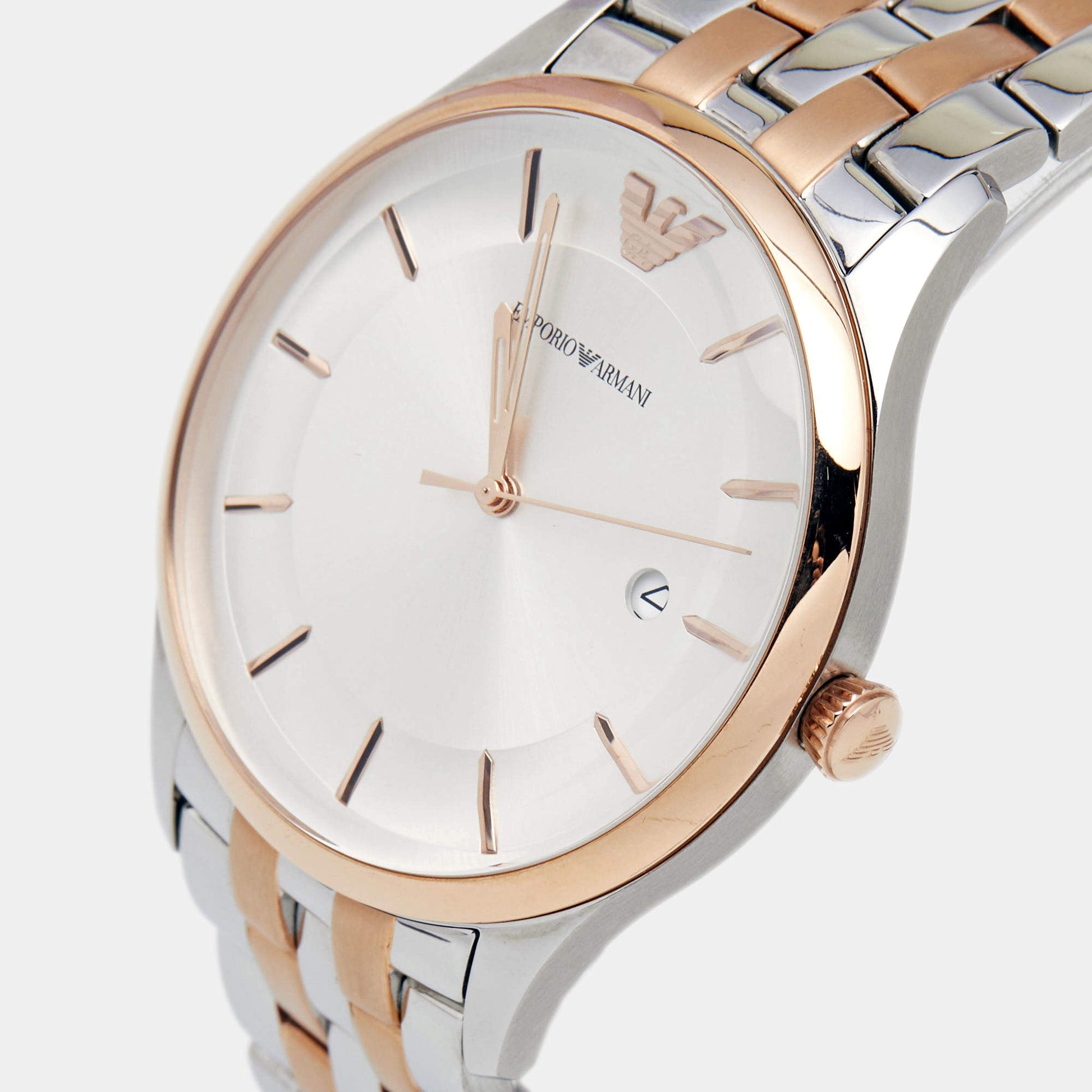  Shop Authentic Emporio Armani Lambda Analog Silver Dial Two Tone Steel Strap Watch For Men - AR11044 - Luxxuri