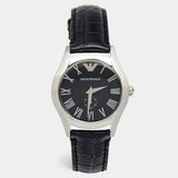  Shop Authentic Emporio Armani Velente Black Dial Black Leather Strap Watch For Women - AR0644 - Luxxuri