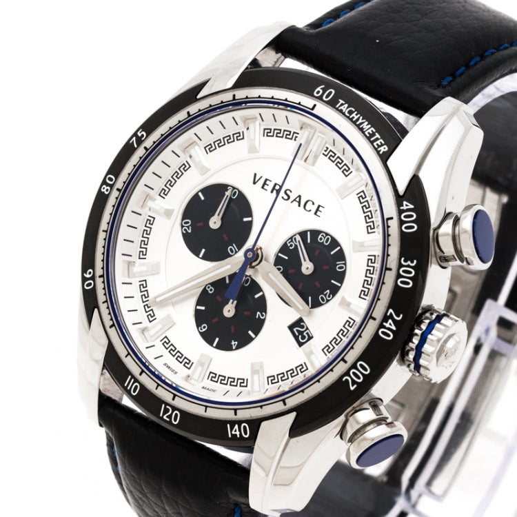  Shop Authentic Versace V-Ray Quartz Silver Dial Black Leather Strap Watch for Men - VDB010014 - Luxxuri