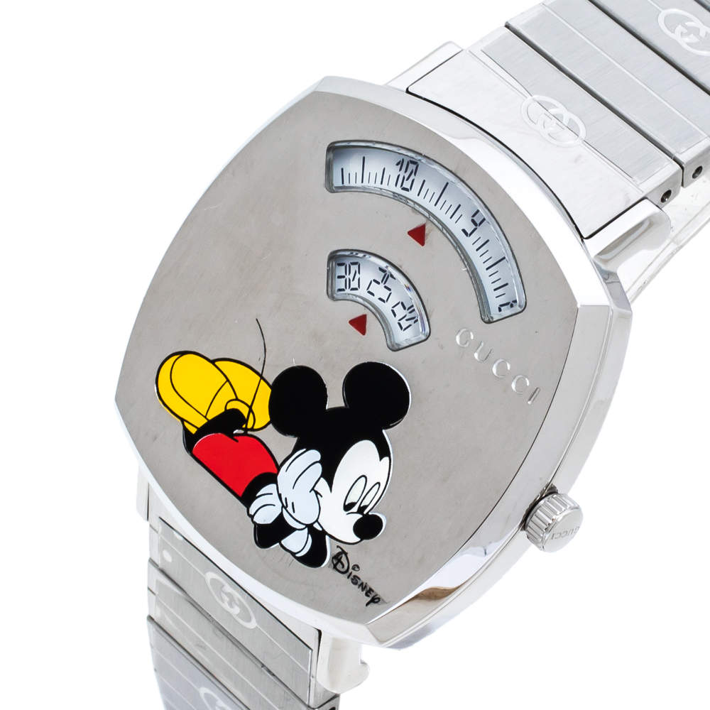  Shop Authentic Gucci Grip Disney Mickey Mouse Silver Dial Silver Steel Strap Watch For Women - YA157418 - Luxxuri