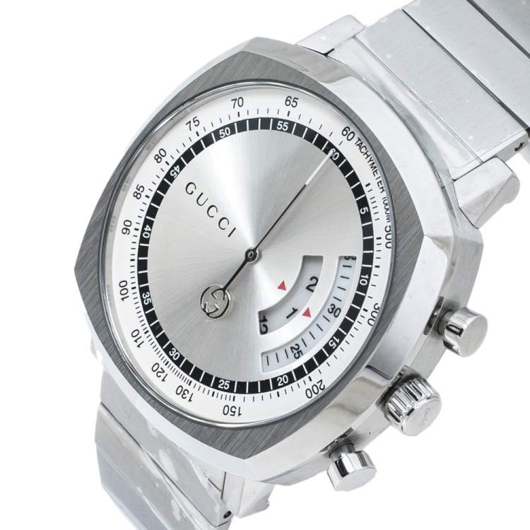  Shop Authentic Gucci Grip Collection Quartz Silver Dial Silver Steel Strap Watch For Men - YA157302 - Luxxuri