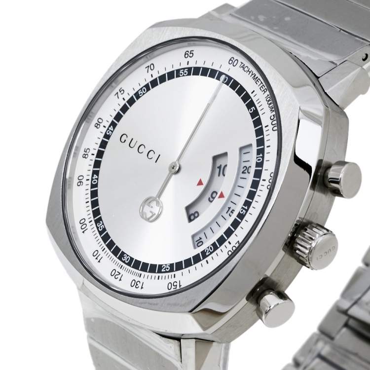  Shop Authentic Gucci Grip Collection Quartz Silver Dial Silver Steel Strap Watch For Men - YA157302 - Luxxuri