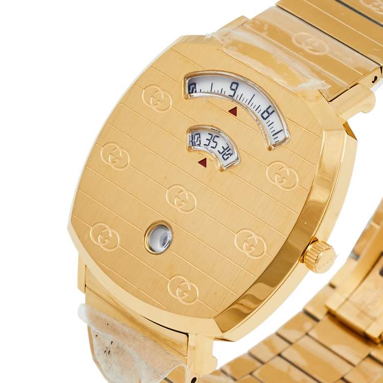 Gucci Grip Quartz Yellow Gold Dial Gold Steel Strap Unisex Watch - YA157409