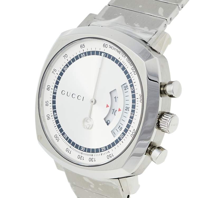  Shop Authentic Gucci Grip Collection Quartz Silver Dial Silver Steel Strap Watch For Men - YA157302 - Luxxuri