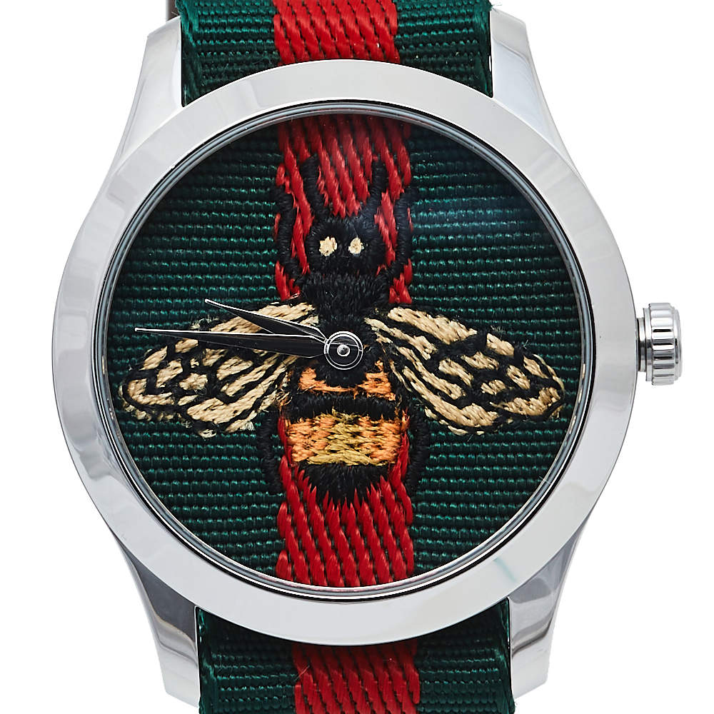  Shop Authentic Gucci Le Marche des Merveilles Red & Green Dial Red & Green Nylon Strap Unisex Watch - YA1264060 - Luxxuri