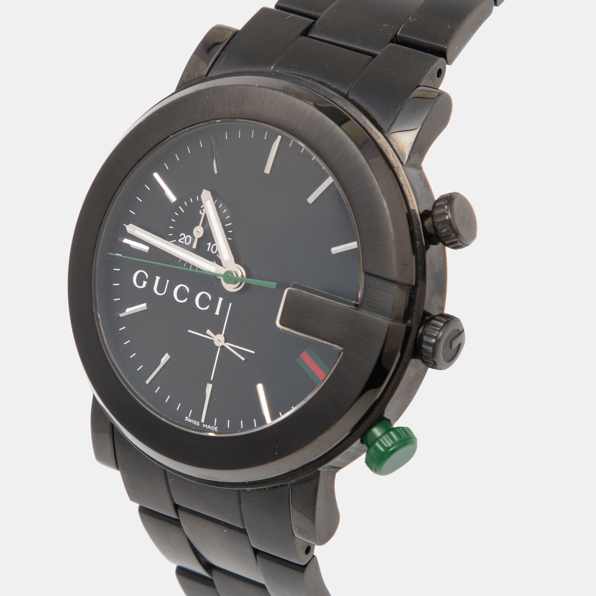  Shop Authentic Gucci G Chrono Black Dial Black Steel Strap Watch For Men - YA101331 - Luxxuri