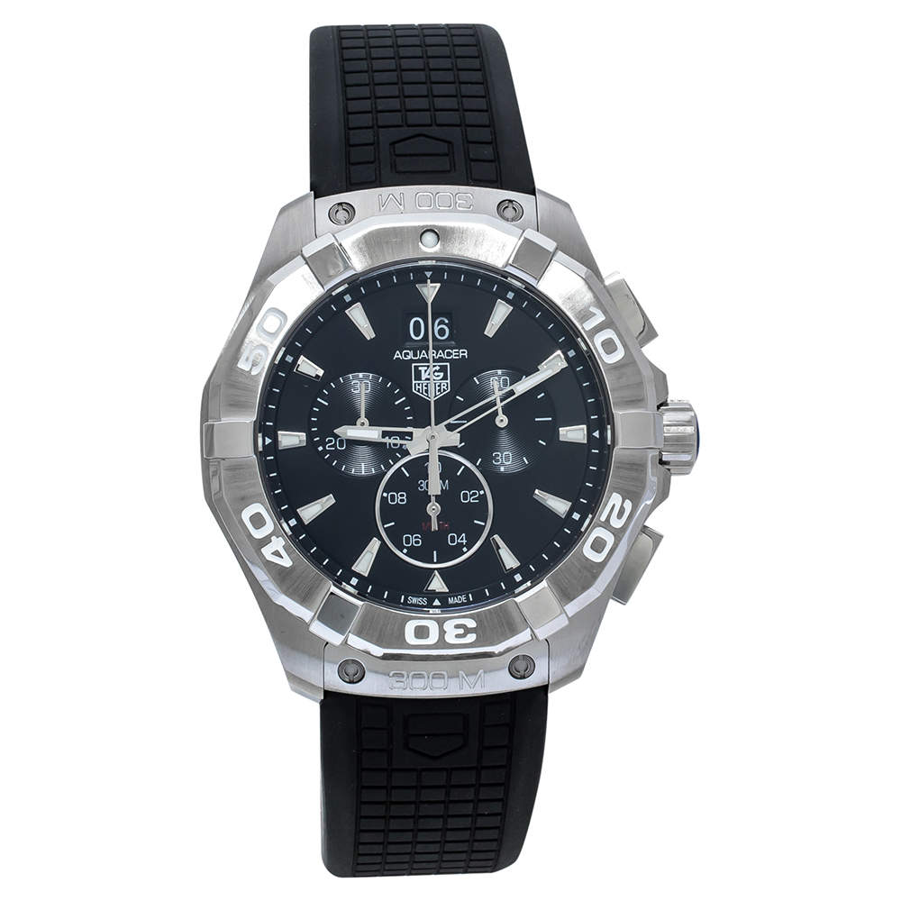  Shop Authentic Tag Heuer Aquaracer Chronograph Black Dial Black Rubber Strap Watch for Men - CAY1110.FT6041 - Luxxuri