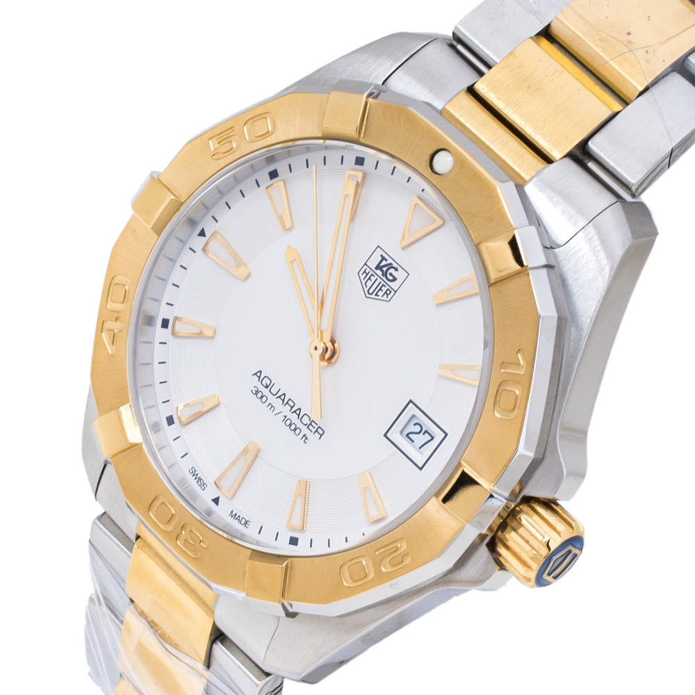 Tag Heuer Aquaracer Quartz White Dial Two Tone Steel Strap Watch for Men - WAY1120.BB0930