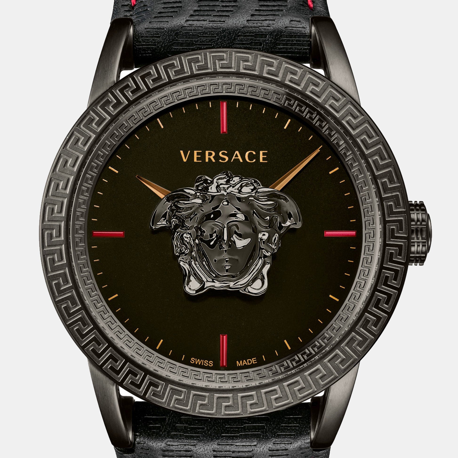  Shop Authentic Versace Palazzo Empire Black Dial Black Leather Strap Watch for Men - VERD00218 - Luxxuri