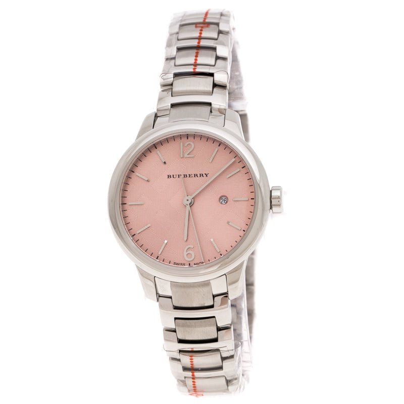  Shop Authentic Burberry The Classic Pink Dial Silver Steel Strap Watch for Women - BU10111 - Luxxuri