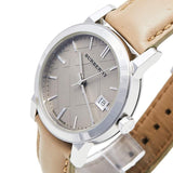  Shop Authentic Burberry The City Beige Dial Beige Leather Strap Watch for Women - BU9107 - Luxxuri