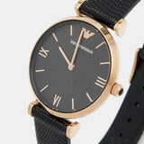  Shop Authentic Emporio Armani Gianni T Bar Black Mother of Pearl Dial Black Leather Strap Watch For Women - AR11060 - Luxxuri