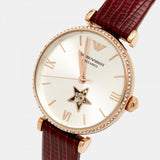  Shop Authentic Emporio Armani Meccanico Automatic Silver Dial Burgundy Leather Strap Watch For Women - AR60044 - Luxxuri