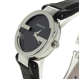  Shop Authentic Gucci G Interlocking Black Dial Black Leather Strap Watch For Women - YA133301 - Luxxuri