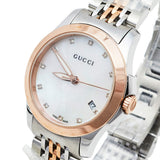  Shop Authentic Gucci G Timeless Diamonds Mother of Pearl Dial Two Tone Mesh Bracelet Watch For Women - YA126514 - Luxxuri