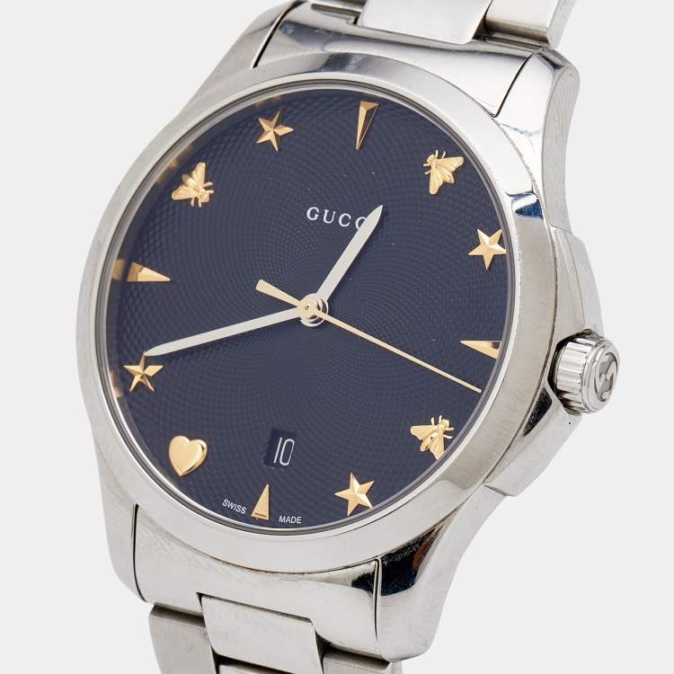  Shop Authentic Gucci G Timeless Black Dial Silver Steel Strap Watch For Women - YA1264029 - Luxxuri