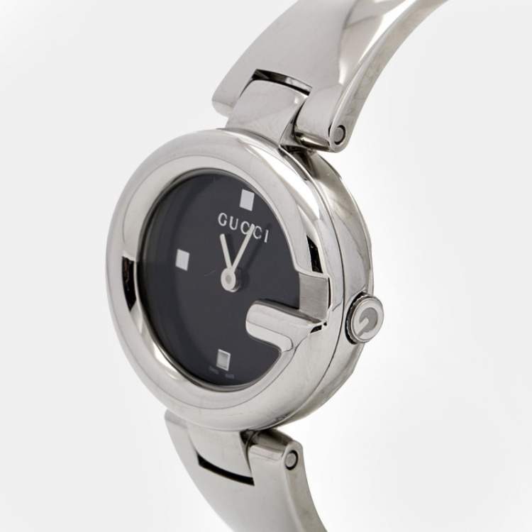  Shop Authentic Gucci Guccisima Quartz Black Dial Silver Steel Strap Watch For Women - YA134501 - Luxxuri