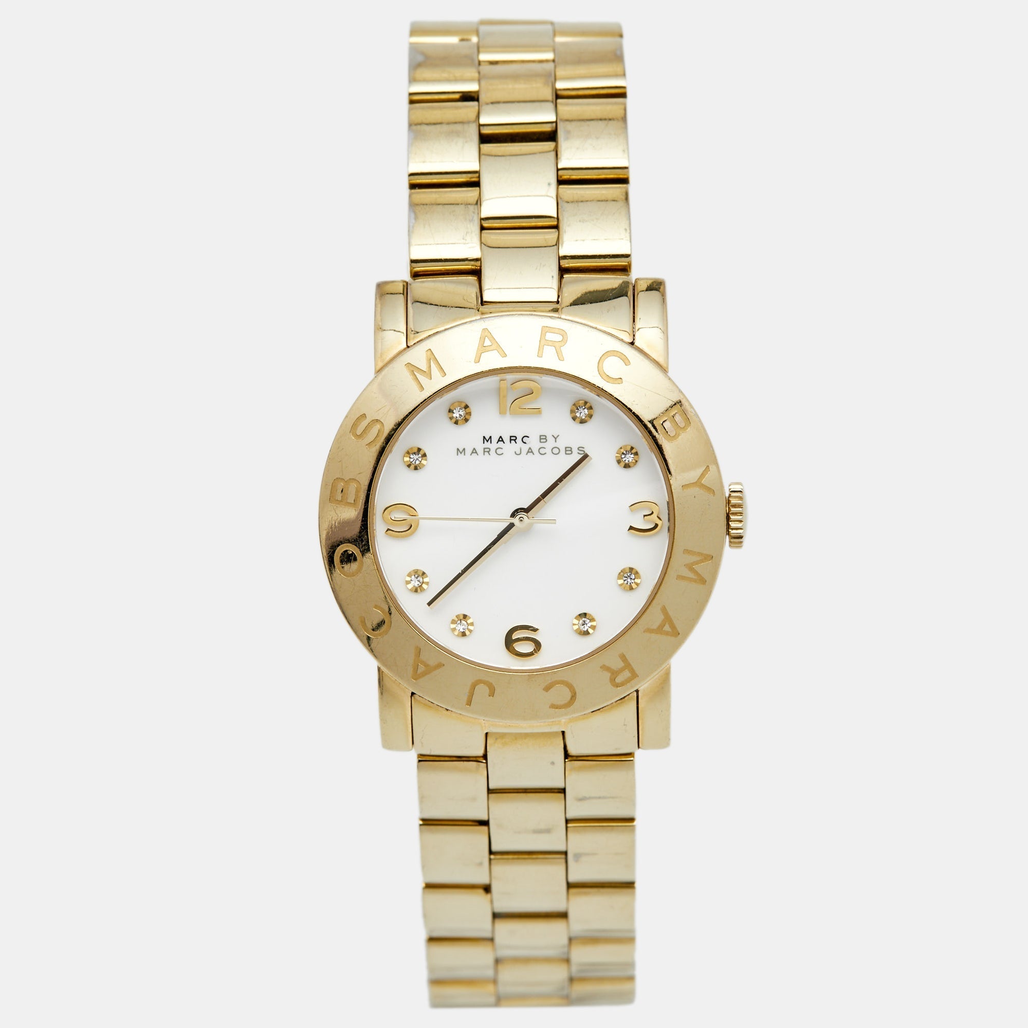 Marc Jacobs Amy White Dial Gold Steel Strap Watch for Women - MBM3056