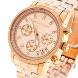  Shop Authentic Michael Kors Ritz Chronograph Rose Gold Dial Rose Gold Steel Strap Watch for Women - MK6077 - Luxxuri