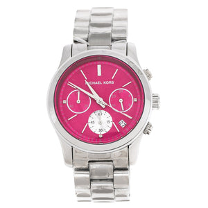  Shop Authentic Michael Kors Runway Chronograph Pink Dial Silver Steel Strap Watch for Women - MK6160 - Luxxuri