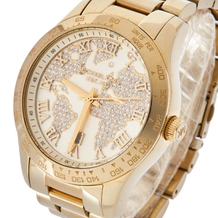  Shop Authentic Michael Kors Layton Chronograph Gold Dial Gold Steel Strap Watch for Women - MK5959 - Luxxuri