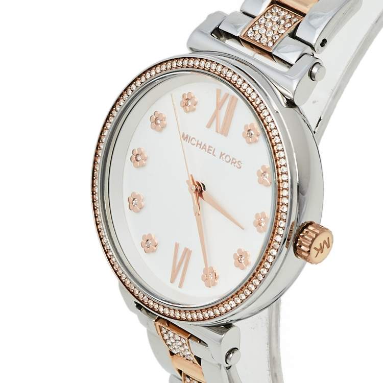  Shop Authentic Michael Kors Sophie Chronograph Silver Dial Two Tone Steel Strap Watch For Women - MK3880 - Luxxuri