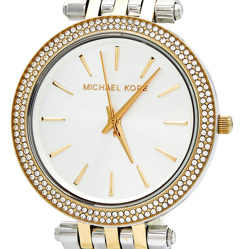 Michael Kors Darci Silver Dial Two Tone Stainless Steel Strap Watch for Women - MK3215
