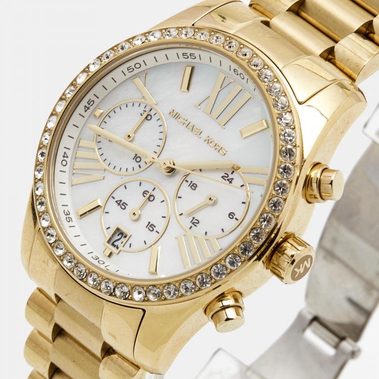  Shop Authentic Michael Kors Lexington Mother of Pearl White Dial Gold Steel Strap Watch For Women - MK7241 - Luxxuri