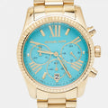  Shop Authentic Michael Kors Lexington Chronograph Blue Dial Gold Steel Strap Watch For Women - MK7216 - Luxxuri