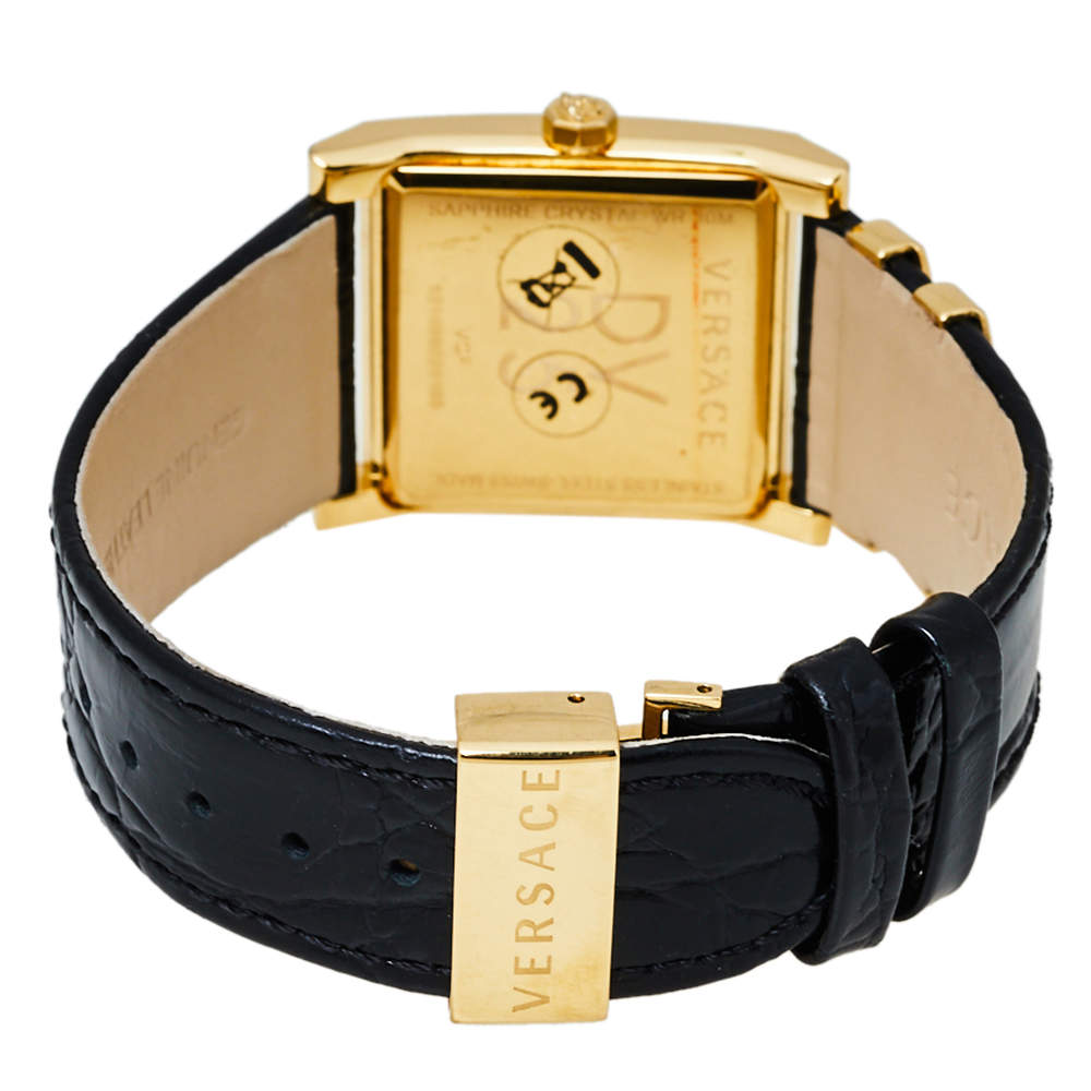  Shop Authentic Versace VD-25 Diamonds Black Dial Black Leather Strap Watch for Women - VQF020015 - Luxxuri