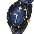  Shop Authentic Versace Shadov Quartz Black Dial Blue Leather Strap Watch for Men - VEBM00418 - Luxxuri