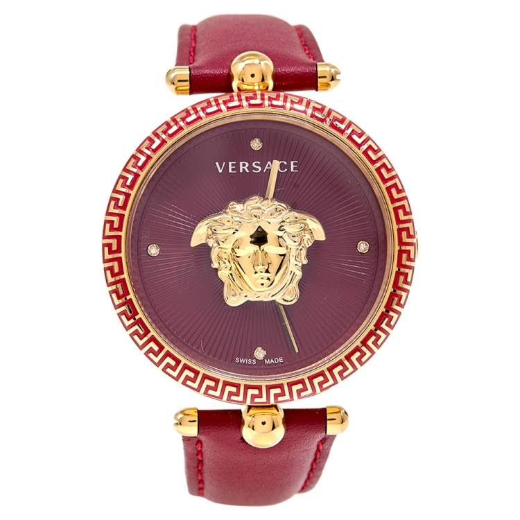  Shop Authentic Versace Palazzo Empire Red Dial Red Leather Strap Watch for Women - VCO120017 - Luxxuri