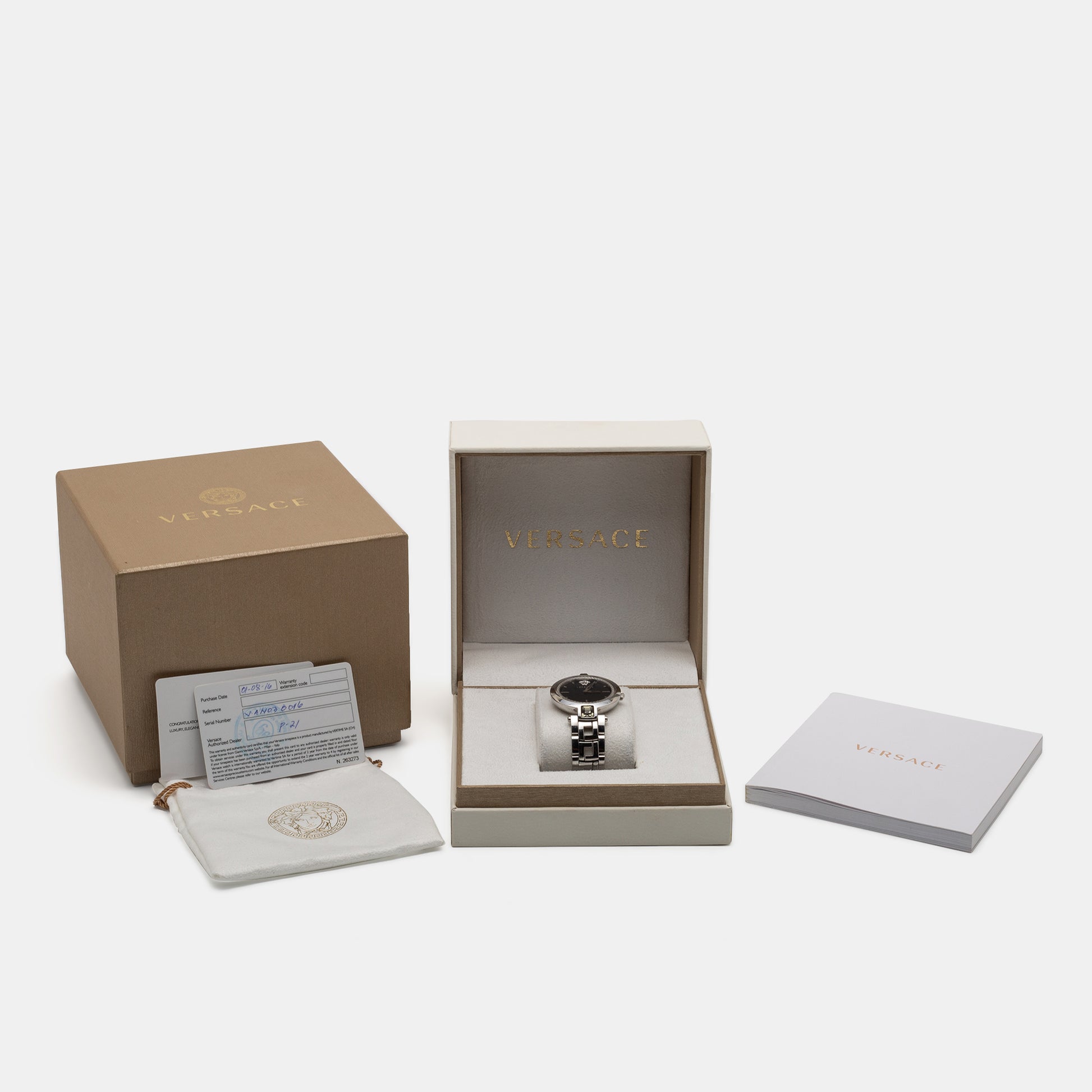  Shop Authentic Versace Crystal Gleam Guilloche  Black Dial Silver Steel Strap Watch for Women - VAN030016 - Luxxuri