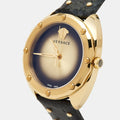  Shop Authentic Versace Shadov Quartz Gold Dial Black Leather Strap Watch for Women - VEBM00318 - Luxxuri