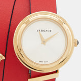  Shop Authentic Versace V-Flare Quartz Silver Dial Red Leather Strap Watch for Women - VEBN00418 - Luxxuri