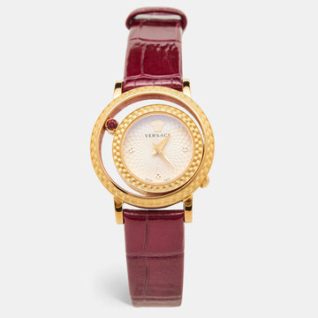  Shop Authentic Versace V-Flare Quartz Silver Dial Red Leather Strap Watch for Women - VEBN00418 - Luxxuri
