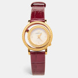  Shop Authentic Versace V-Flare Quartz Silver Dial Red Leather Strap Watch for Women - VEBN00418 - Luxxuri