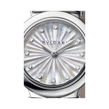  Shop Authentic Bvlgari LVCEA Diamonds Silver Mother of Pearl Dial Silver Leather Strap Watch for Women - LVCEA103367 - Luxxuri