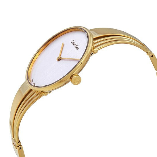  Shop Authentic Calvin Klein Drift Silver Dial Gold Steel Strap Watch for Women - K6S2N516 - Luxxuri