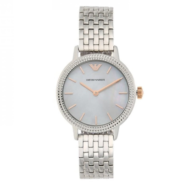  Shop Authentic Emporio Armani Interchangeable Analog Mother of Pearl Dial Silver Steel Strap Watch For Women - AR80020 - Luxxuri