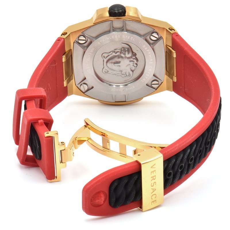  Shop Authentic Versace Chain Reaction Quartz Black Dial Red & Black Rubber Strap Watch for Men - VEDY00319 - Luxxuri