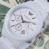 Shop Authentic Emporio Armani Ceramica Chronograph White Dial White Strap Watch For Men - AR1453 - Luxxuri
