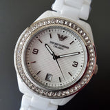  Shop Authentic Emporio Armani Ceramica White Mother of Pearl Dial Stainless Steel Strap Watch For Women - AR1426 - Luxxuri