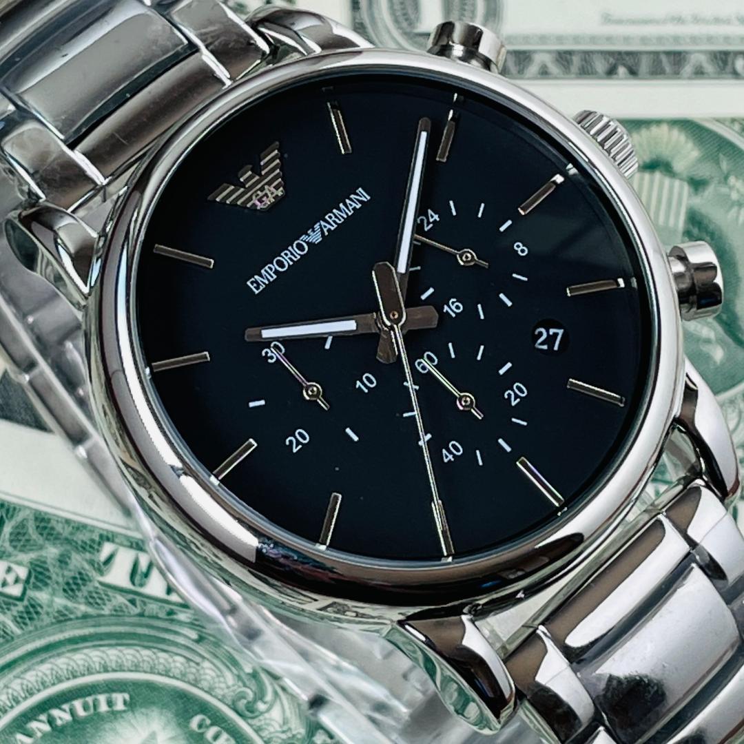  Shop Authentic Emporio Armani Chronograph Black Dial Silver Steel Strap Watch For Men - AR1853 - Luxxuri