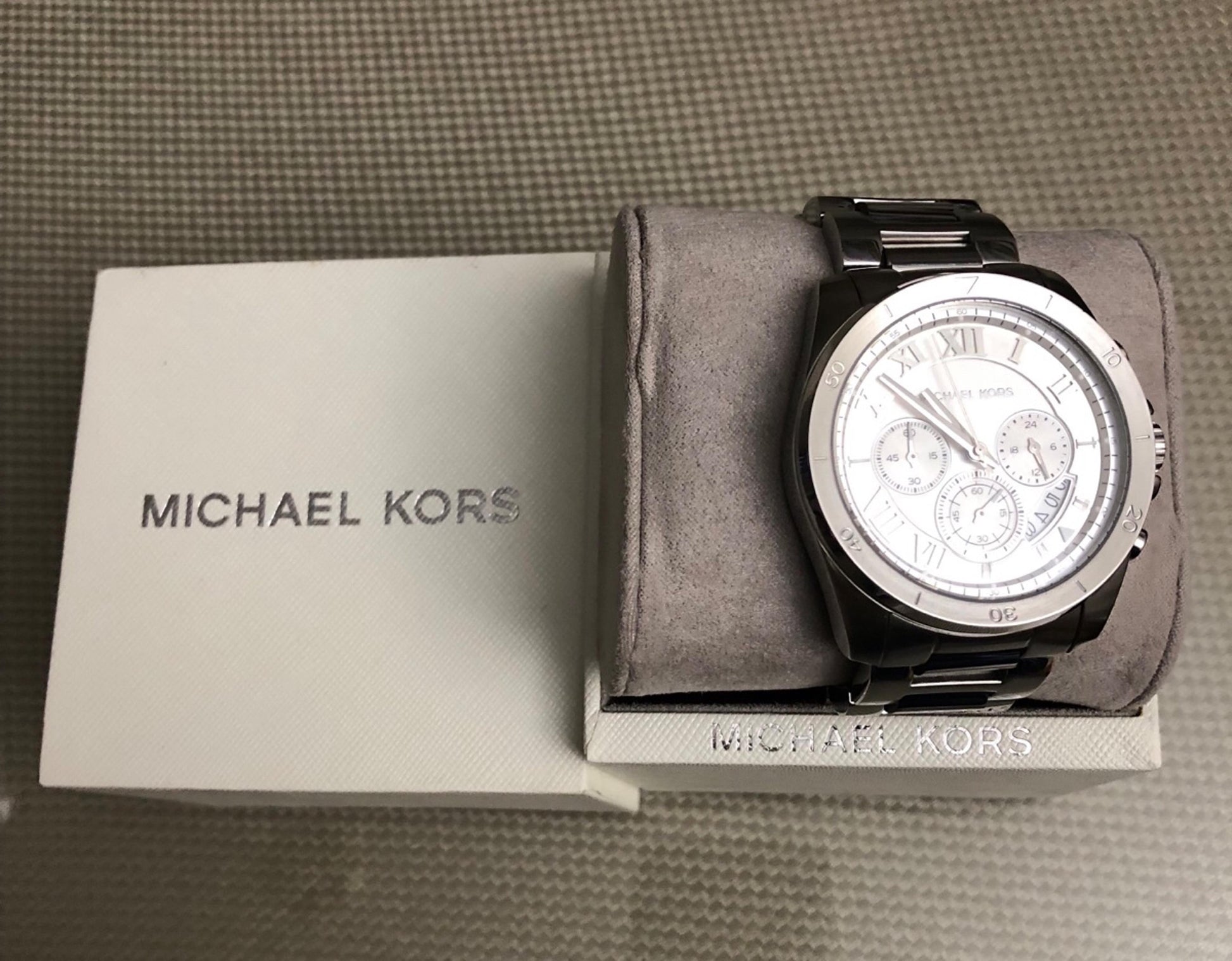  Shop Authentic Michael Kors Brecken Chronograph Silver Dial Silver Steel Strap Watch For Women - MK8562 - Luxxuri