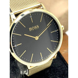  Shop Authentic Hugo Boss Horizon Quartz Black Dial Gold Mesh Bracelet Watch For Men - HB1513735 - Luxxuri