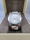  Shop Authentic Burberry The City Nova White Dial Checked Brown Leather Strap Watch for Men - BU9357 - Luxxuri