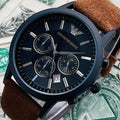  Shop Authentic Emporio Armani Chronograph Black Dial Brown Leather Strap Watch For Men - AR11078 - Luxxuri