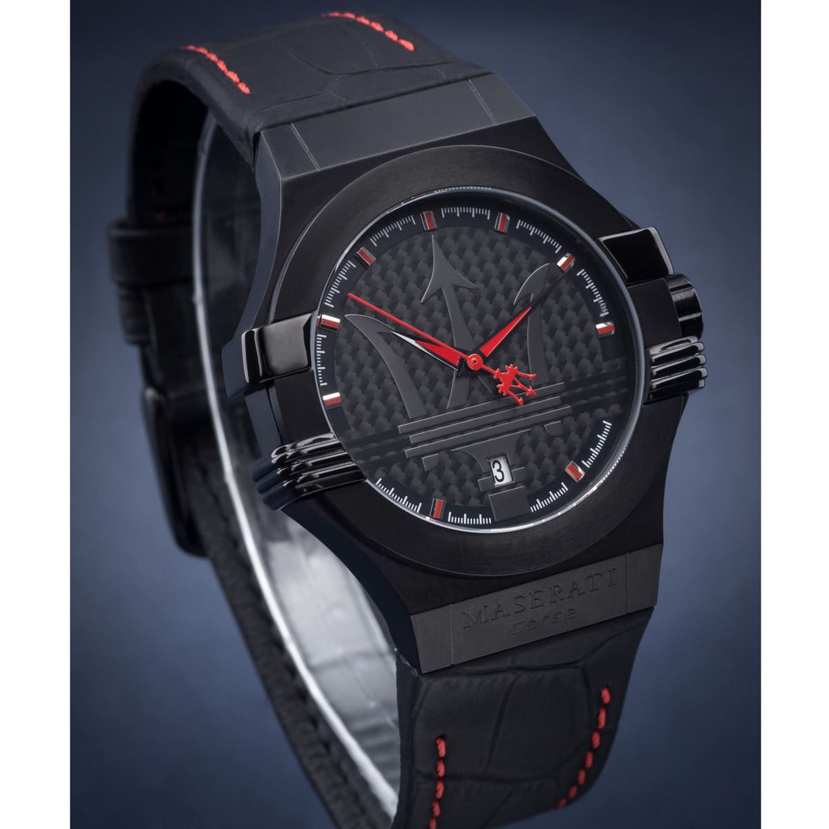  Shop Authentic Maserati Potenza 3H STR Black Dial 42mm Leather Strap Watch For Men - R8851108010 - Luxxuri
