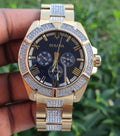  Shop Authentic Bulova Crystal Collection Blue Dial Gold Steel Strap Watch for Men - 98C128 - Luxxuri